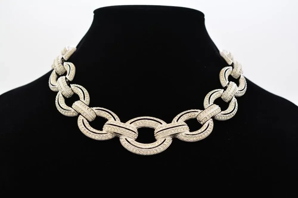 Christian Dior Vintage Bridal Rhinestone Crystal Collar Necklace Heavy Chunky